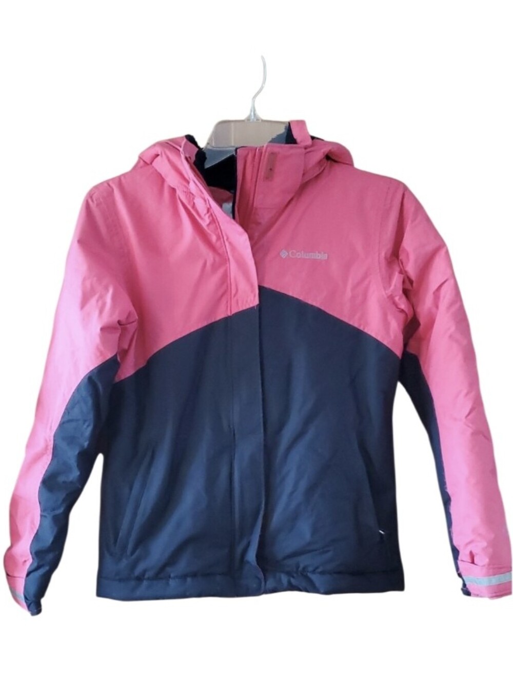 Columbia Pink and Black Kids Hooded Puffer Jacket Size 10-12